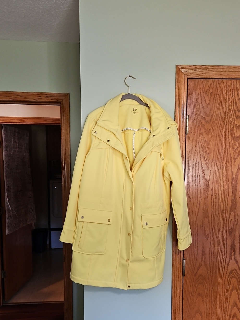 Isaac Mizrahi Yellow Hooded Trench Coat